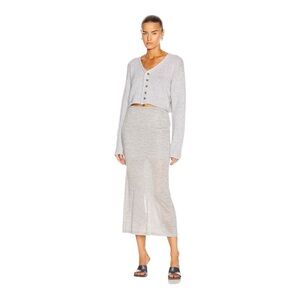 SABLYN Nina Midi Skirt Gray Small 100% Cashmere Size Small